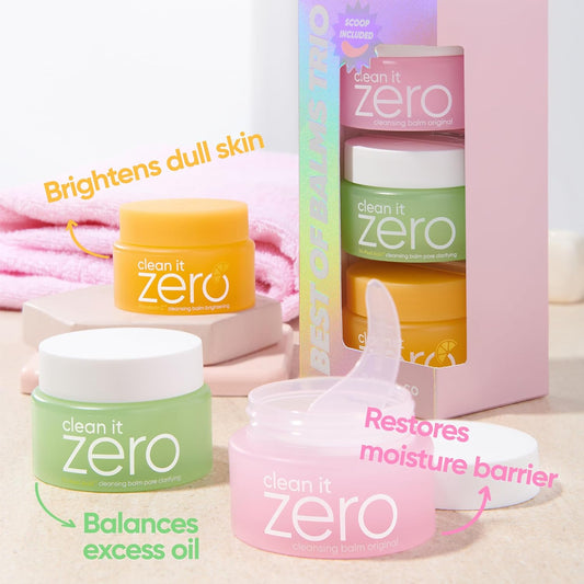 Banila Co Clean It Zero Best Of Balms Trio: Original, Brightening, Pore Clarifying (Pack Of 3 Travel Sized Balms, 25Ml Each)