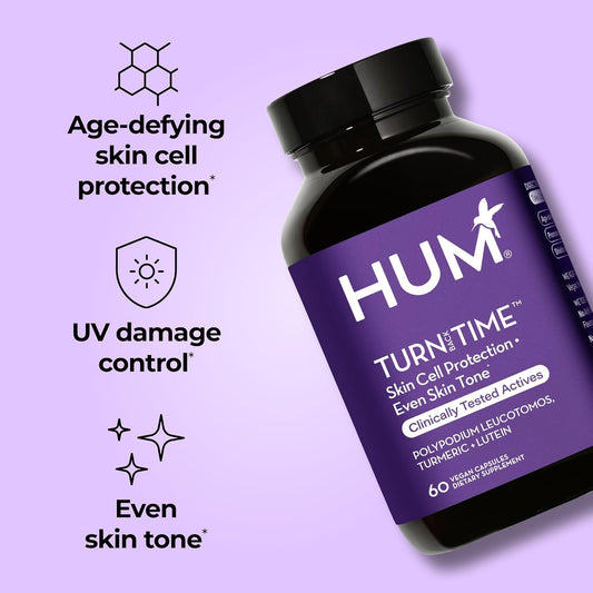 Hum Turn Back Time - Supplement For Youthful Skin With Tumeric, Green Tea Polyphenols & Lutein - Skin Anti Aging Capsules For Even Tone (60-Count)