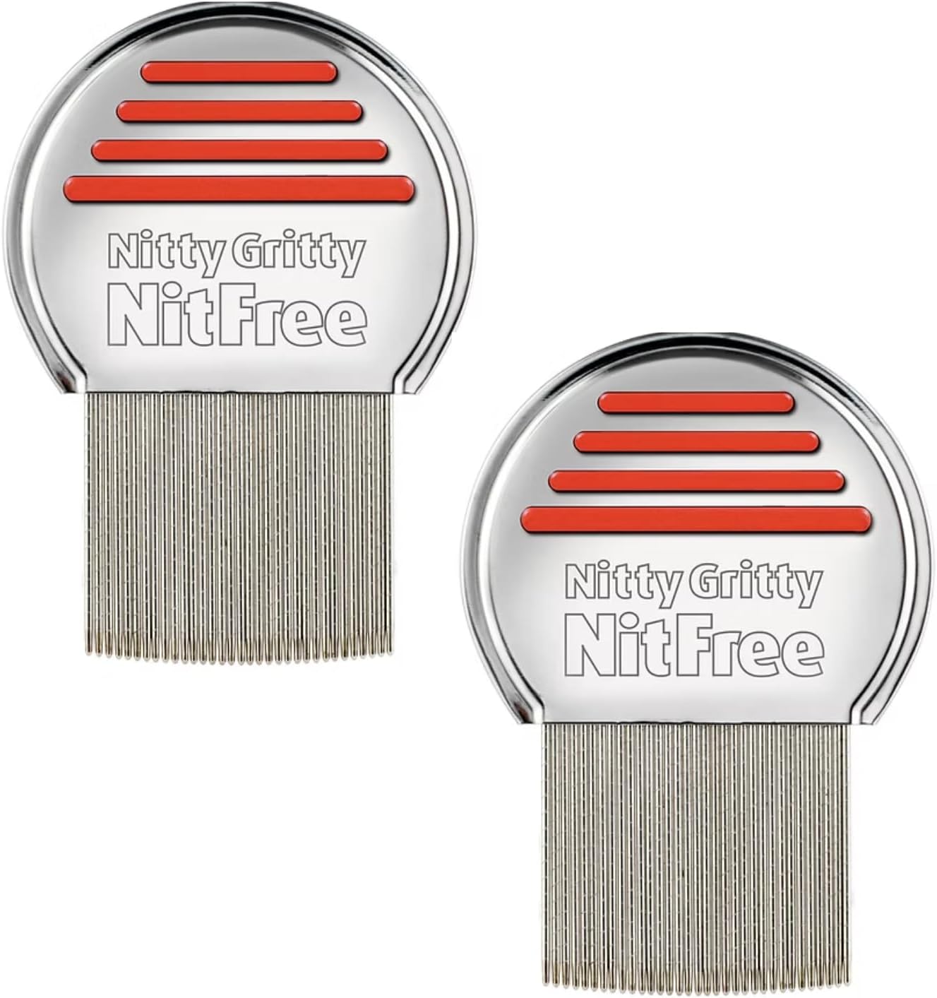 Nitty Gritty Nitfree Head Lice Comb Twin Pack – 2X Professional Stainless Steel Lice & Nit Removal Combs – Gentle, Effective & Reusable For Kids & Adults