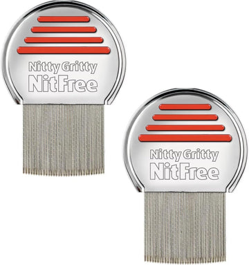Nitty Gritty Nitfree Head Lice Comb Twin Pack – 2X Professional Stainless Steel Lice & Nit Removal Combs – Gentle, Effective & Reusable For Kids & Adults