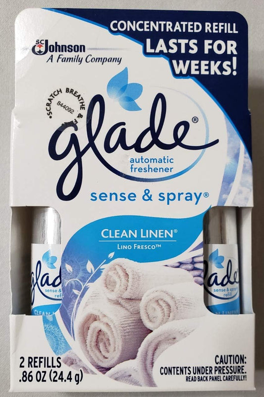 12 Glade Sense & Spray Automatic Freshener Refills CLEAN LINEN (6 Twin Packs) : Health & Household