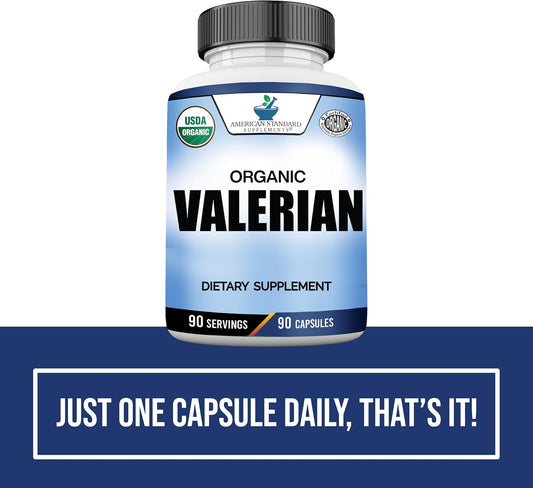 American Standard Supplements Organic Valerian – Vegan, Gluten Free, Non-Gmo, 90 Capsules, 90 Servings
