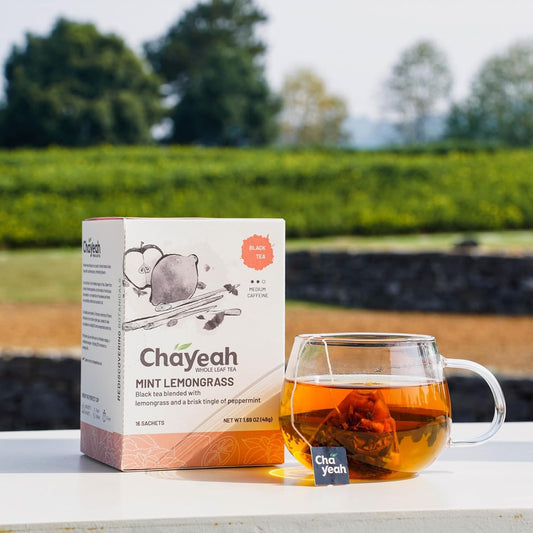 Chayeah, Mint Lemongrass, Black Tea Blended With Lemongrass, Peppermint & Apple, Caffeinated (16 Pyramid Tea Sachets)