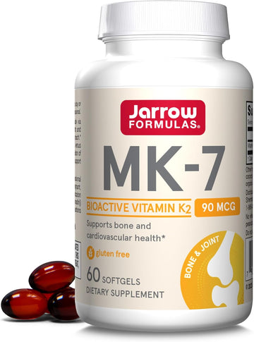 Jarrow Formulas Mk-7 90 Mcg - Bioactive Form Of Vitamin K2 - 60 Servings (Softgels) - For Bone & Cardiovascular Health - Vitamin K2 Mk-7 Dietary Supplement - K2 Vitamin Supplement Mk-7 - Gluten Free