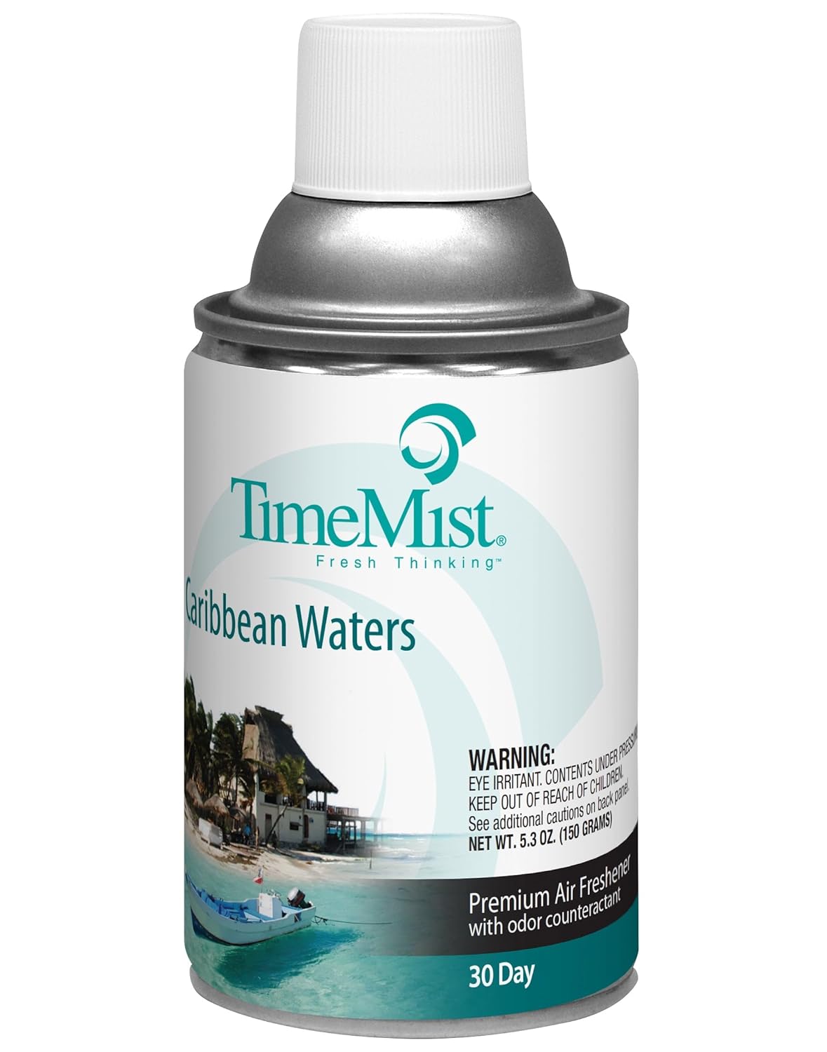 TimeMist Premium Metered Air Freshener Refills - Caribbean Waters - 7.1 oz (Case of 12) - 1042756 - Lasts Up To 30 Days and Neutralizes Tough Odors