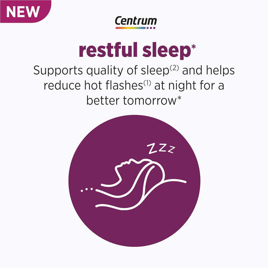 Centrum Restful Sleep Menopause Support Tablets, Supplement With Clinically Studied Dailyzz And Genivida, 28 Count