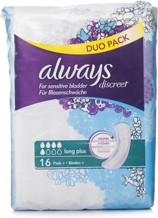 Always Discreet Incontinence Pads Women Long Plus 16 Count : Amazon.co.uk: Health & Personal Care