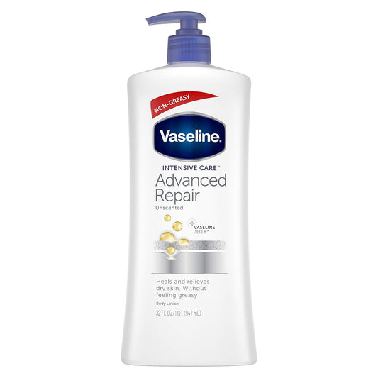 Vaseline Intensive Care Body Lotion Advanced Repair Unscented For Dry Skin Lotion Made With Ultra-Hydrating Lipids + Vaseline Jelly To Repair Extremely Dry Skin 32 Oz