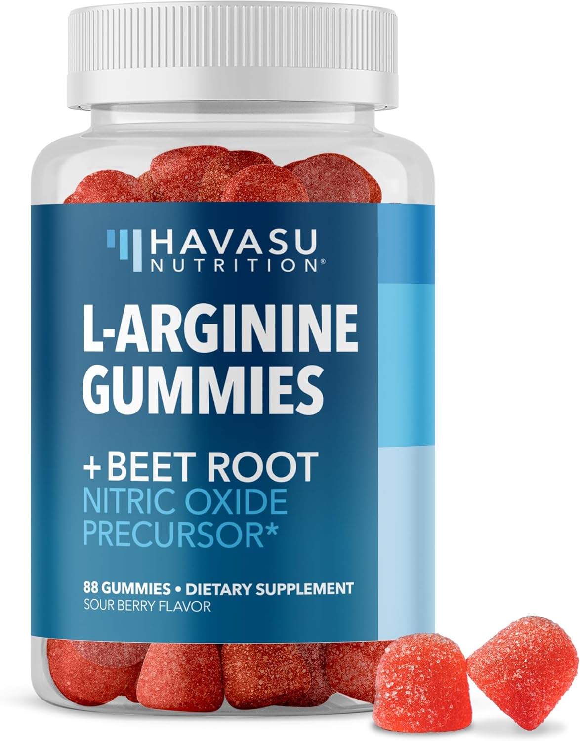 L Arginine Gummies Nitric Oxide Supplement - Male Health Supplement Formulated With L-Arginine And L Citrulline And Beet Root - Endurance And Performance - Sour-Berry Flavored, Vegan - 88 No Gummies