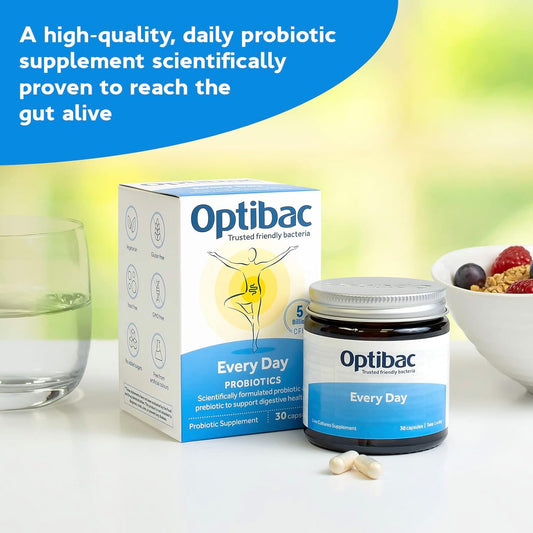Optibac Probiotics For Every Day - Vegetarian Probiotic Supplement For Digestion & Gut Health, 5 Billion Cfu & Prebiotic - 30 Capsules
