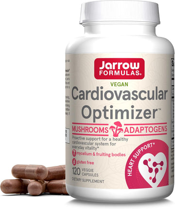 Jarrow Formulas Cardiovascular Optimizer With Lion'S Mane, Reishi, Shiitake, And Blue Oyster Mushrooms, Dietary Supplement With Red Yeast Rice And Hawthorn Leaf, 120 Veggie Capsules, 30 Day Supply