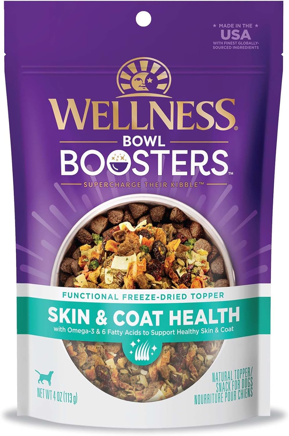 Wellness Core Bowl Boosters Skin & Coat Dog Food Topper, 4 Ounce Bag