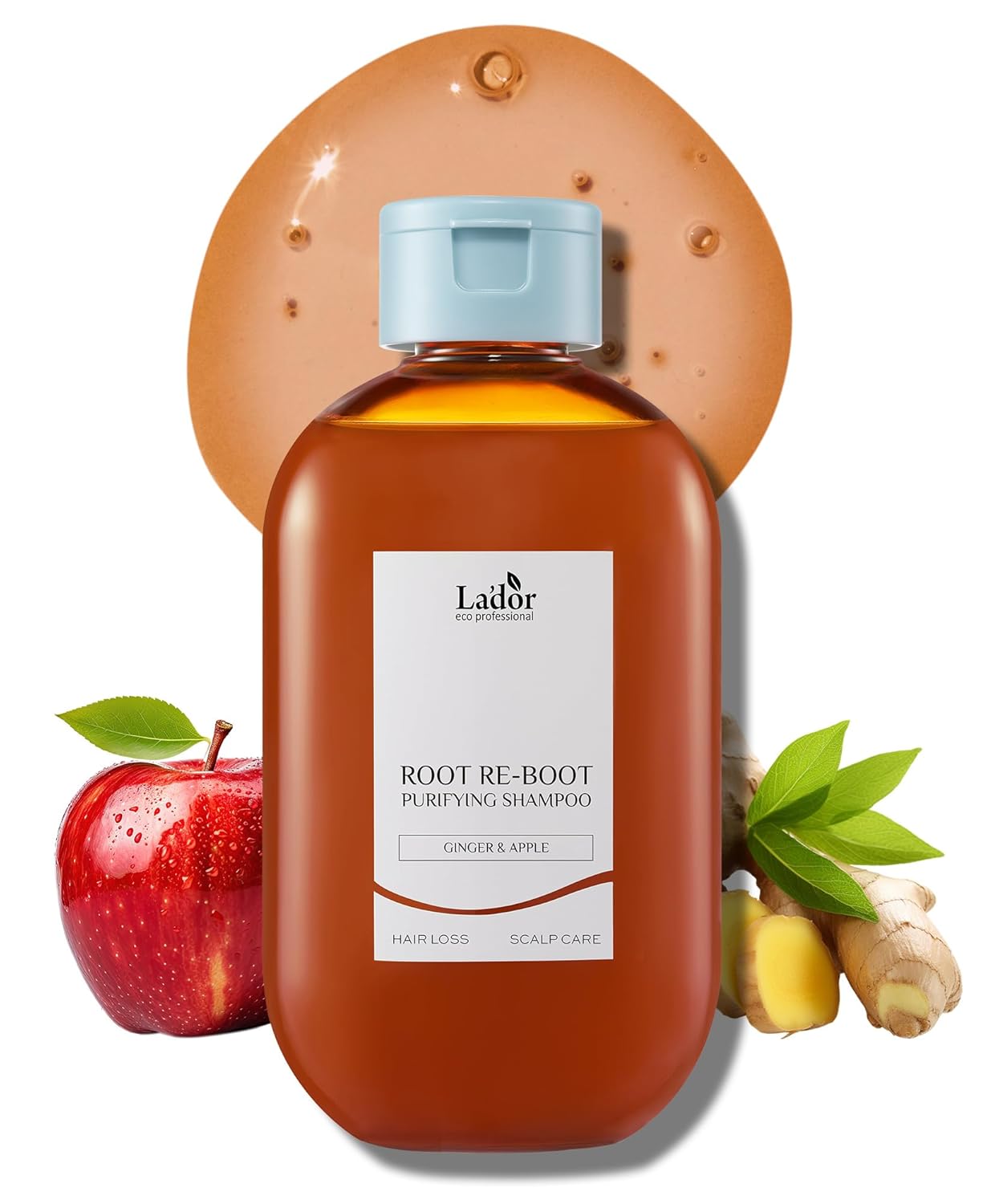 La'Dor Root Re-Boot Refreshing Hair Loss Relief Shampoo Purifying W/Ginger Root & Apple Extract - Deep Cleansing, Cooling Sensation For Sensitive Scalp Korean Haircare 10Oz