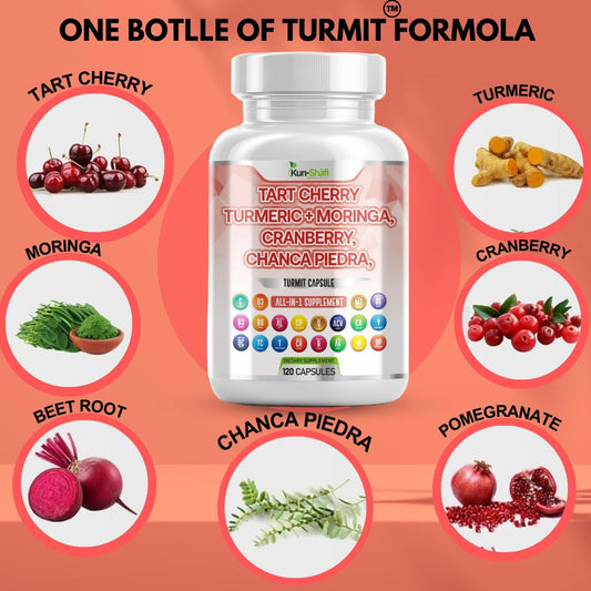 Tart Cherry Extract Capsules 20,000Mg With Turmeric 8000Mg Moringa 4000Mg Cranberry 2000Mg Chanca Piedra Celery Quercetin Acv Pomegranate L Selenomethionine - Uric Levels - 120 Ct
