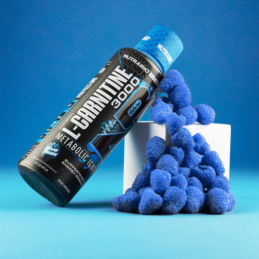 NutraBio – L-Carnitine Liquid Shots – 3000mg, (Blue Razz) – 10mg of Vitamin B-5 – Zero Carbs & Sugars – Energy Production – Muscle Recovery