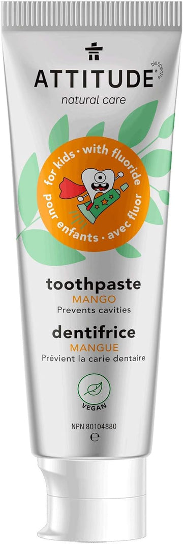 Attitude Toothpaste With Fluoride, Prevents Tooth Decay And Cavities, Vegan, Cruelty-Free And Sugar-Free, Mango, 4.2 Oz