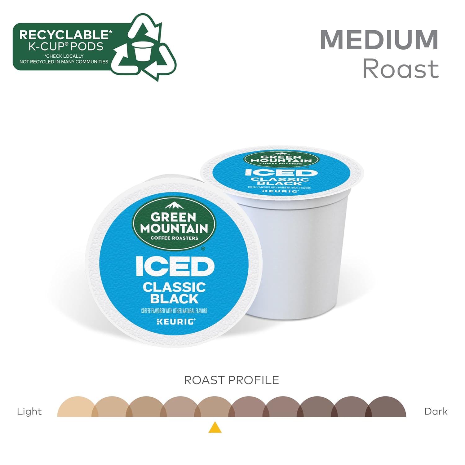 Green Mountain Coffee Roasters ICED Classic Black, Single Serve Keurig K-Cup Pods, Medium Roast Iced Coffee, 96 Count (4 Packs of 24) : Grocery & Gourmet Food