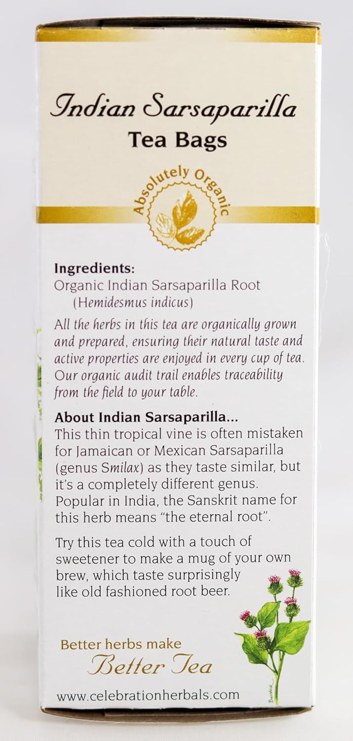 Celebration Herbals Organic Sarsaparilla Root Tea Bags 24 Count : Grocery & Gourmet Food