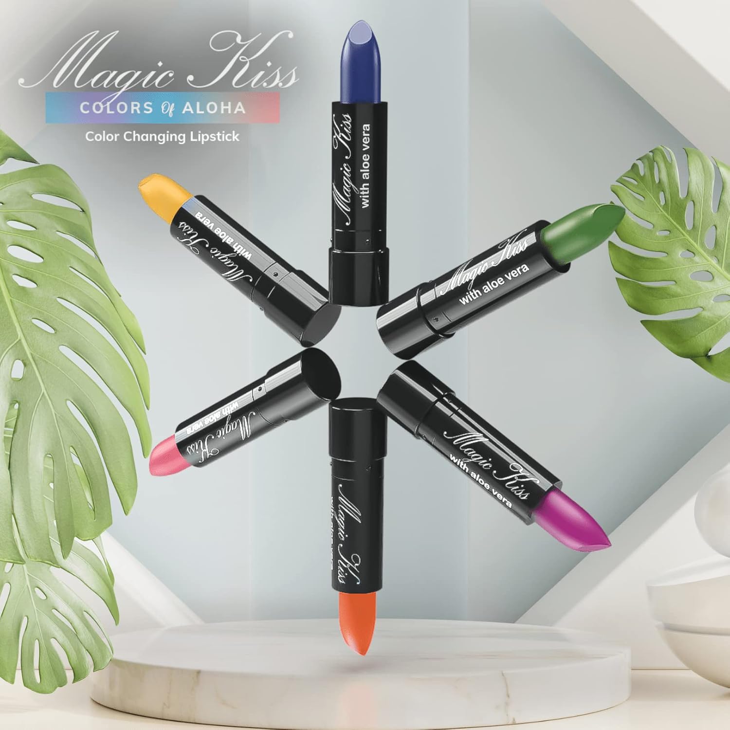 Magic Kiss Color Changing Matte 6 Piece Lipstick Set Infused With Aloe Vera Made In Usa (Colors Of Aloha 1) : Beauty & Personal Care