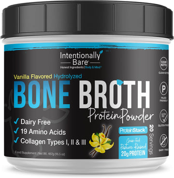 Intentionally Bare Vanilla Bone Broth Protein Powder - 20g Protein - C