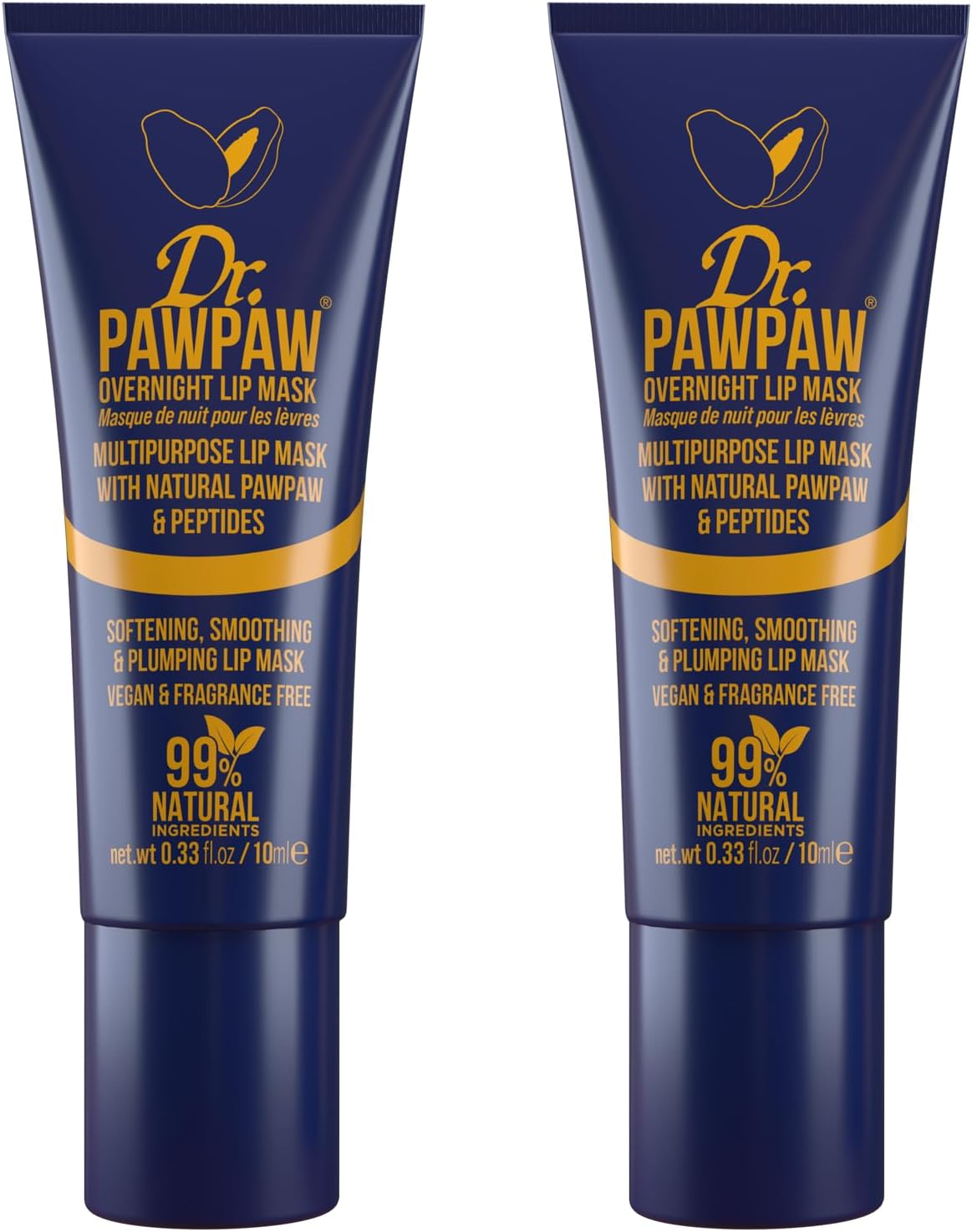Dr.Pawpaw Original Balm, Multi-Purpose Natural No Fragrance Balm For Hydrating Lips, Skin, Hair, Cuticles, Nails & Beauty Finishing (2 X 10 Ml)