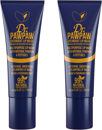 Dr.Pawpaw Overnight Lip Mask - Multi-Purpose Balm, Natural Pawpaw & Peptides Smooth Skin, Cracked Lips, Vegan, Ethical Beauty & Fregrance Free (2 X 10 Ml)