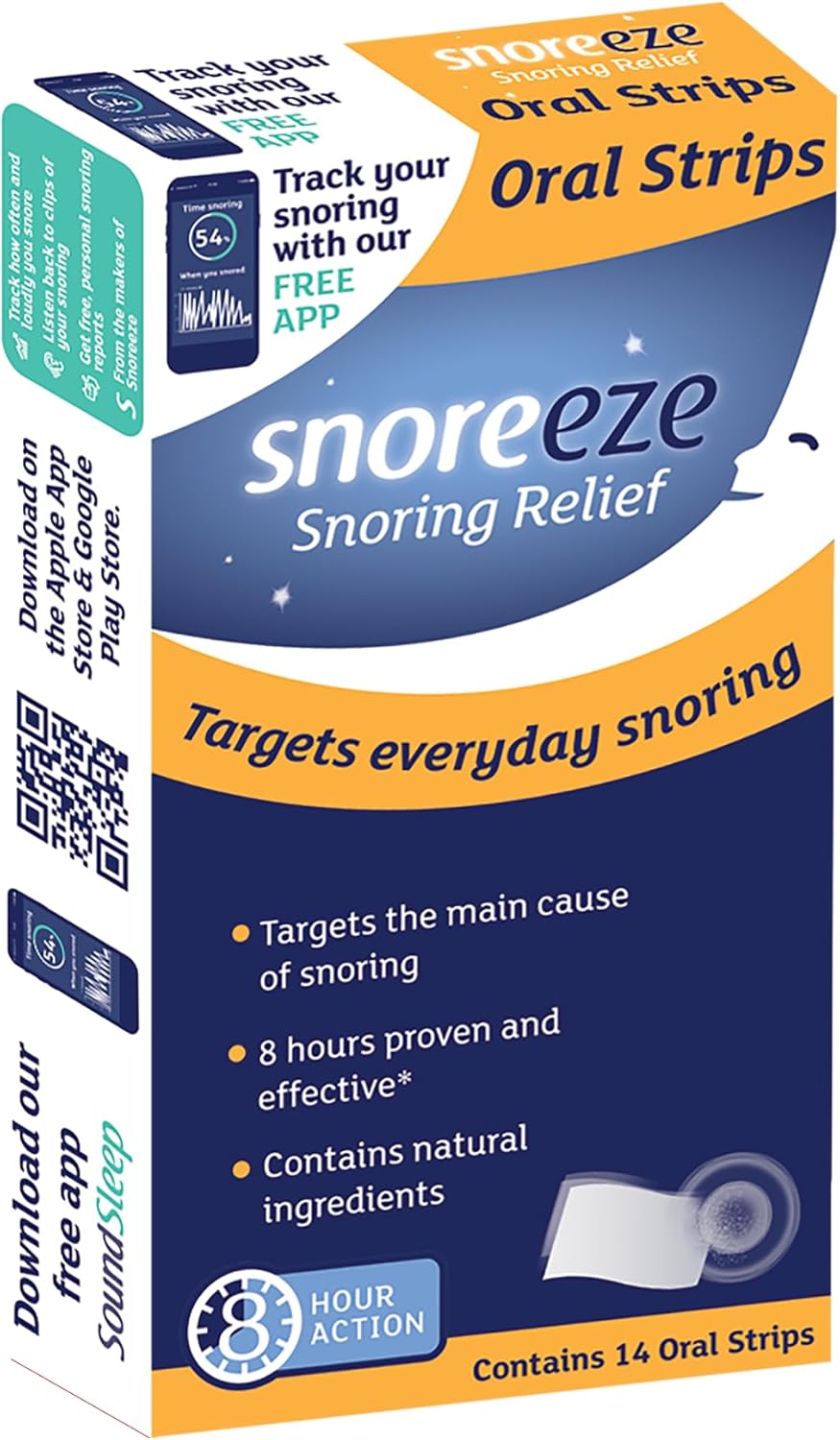 Snoreeze Anti-Snoring Oral Strips - Effective Snoring Aids For Men & Women - Fast Acting Snore Stopper To Use With Mobile App - 14 Strips