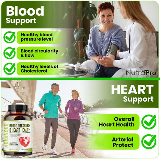 Heart Health Blood Pressure Support Supplement - Support Blood Pressure & Healthy Circularity Naturally With Hawthorn Berry & Hibiscus.Vitamins Pills For Healthy Hypertension (Bp) & Healthy Heart