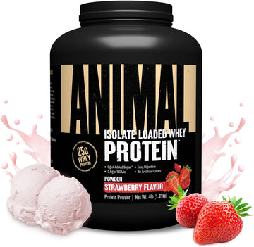 Animal Whey Isolate Protein Powder - Loaded For Pre & Post Workout Muscle Builder And Recovery With Digestive Enzymes For Men & Women - 25G Protein, Great Taste, Low Sugar - Brownie Batter 4 Lbs