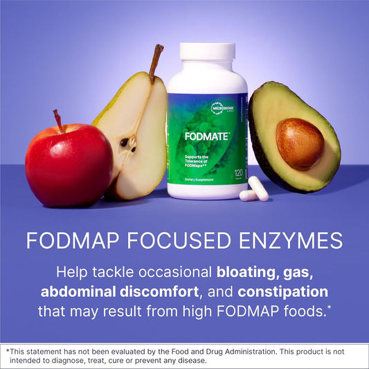 Microbiome Labs Fodmate Digestive Enzymes - Enzymes For Digestion, Occasional Mild Bloating For Adults - Helps Break Down Fodmaps - Complement Low-Fodmap Protocols (120 Ct)