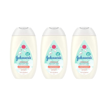 Johnson'S Cottontouch Newborn Baby Face And Body Lotion, Hypoallergenic Moisturization For Baby'S Skin, Made With Real Cotton, Paraben-Free, Dye-Free, 13.6 Fl. Oz, Pack Of 3