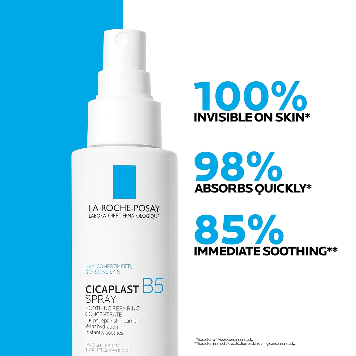 La Roche-Posay Cicaplast B5 Spray With Vitamin B5 Panthenol & Madecassoside, Hydrating Face Mist For Skin Barrier Repair, Soothing Touch-Free Face & Body Spray, Sensitive Skin & Dermatologist Tested : Beauty & Personal Care