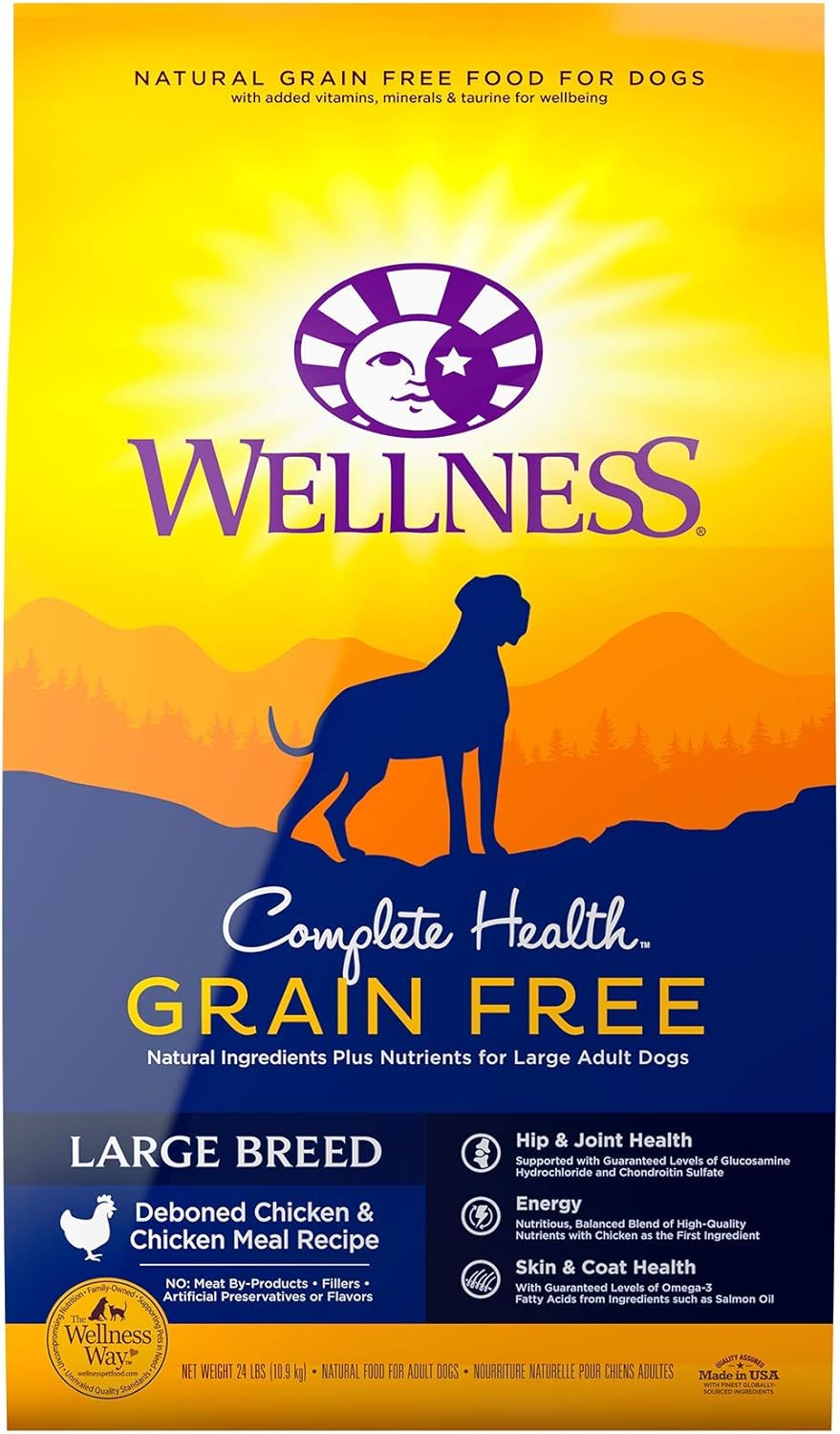 Wellness Core Grain-Free High-Protein Large Breed Dry Dog Food, Natural Ingredients, Made In Usa With Real Chicken (Adult Dog, 24-Pound Bag)