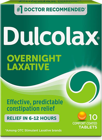 Dulcolax Stimulant Laxative Tablets, Predictable & Effective Constipation Relief, Relieves Straining & Bloating, Bisacodyl 5 Mg, 10 Count