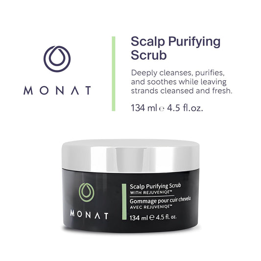 MONAT Scalp Purifying Scrub - w/Rejuveniqe® Deeply Cleanses, Purifies & Soothes Leaving Hair Cleansed & Fresh. Dissolves Dead Skin Cells & Restores Balance to the scalp. - Net Wt. 134 ml/4.5 fl. oz