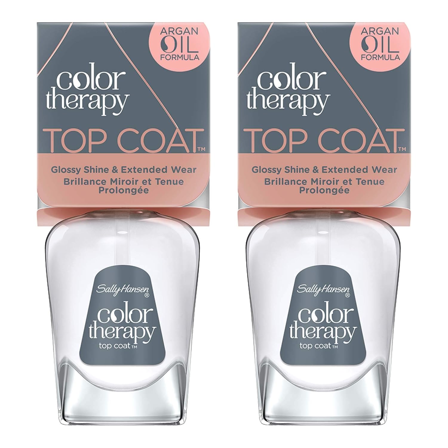 Sally Hansen Color Therapy Nail Polish, Top Coat, 0.5 Ounce, Long-Lasting Nail Polish With Gel Shine And Nourishing Care, Pack Of 2