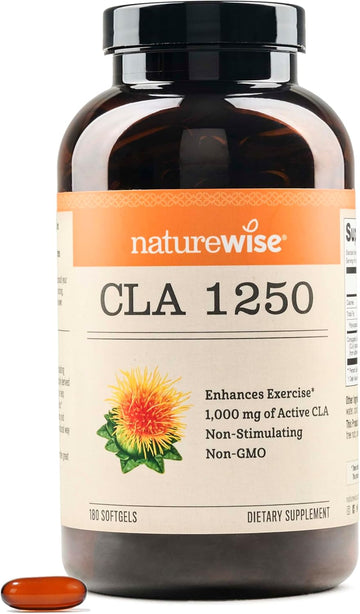 Naturewise Cla 1250 - Conjugated Linoleic Acid Supplement For Women And Men, Not Stimulating, Supports Healthy Weight, Fitness Goals - Non-Gmo, Gluten Free - 180 Softgels[2-Month Supply]