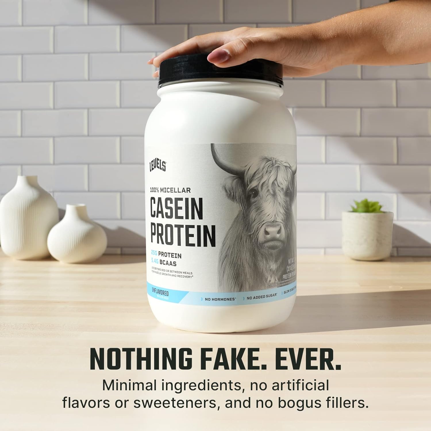 Levels 100% Micellar Casein Protein, Hormone Free, Unflavored 2LB : Health & Household