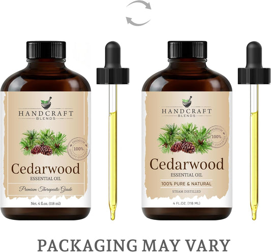 Handcraft Blends Cedarwood Essential Oil - Huge 4 Fl Oz - 100% Pure And Natural - Premium Grade With Glass Dropper