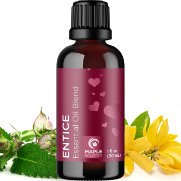 Entice Essential Oil Blend For Diffuser - Passionate Blend Of Aromatherapy Oils For Couples With Lavender Palmarosa Clary Sage And Ylang-Ylang Essential Oil - Ignite The Romance Essential Oils Blend