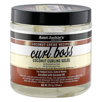 Aunt Jackie's Coconut Crème Recipes Curl Boss Coconut Curling Hair Gel for Natural Curls, Coils and Waves, 18 oz : Beauty & Personal Care