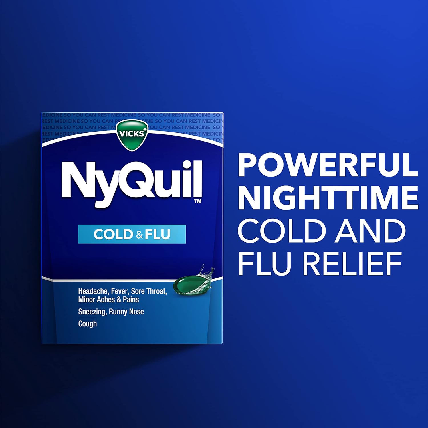 Vicks Nyquil Cold and Flu Nighttime Relief Liquid Capsules, 16 Count : Health & Household