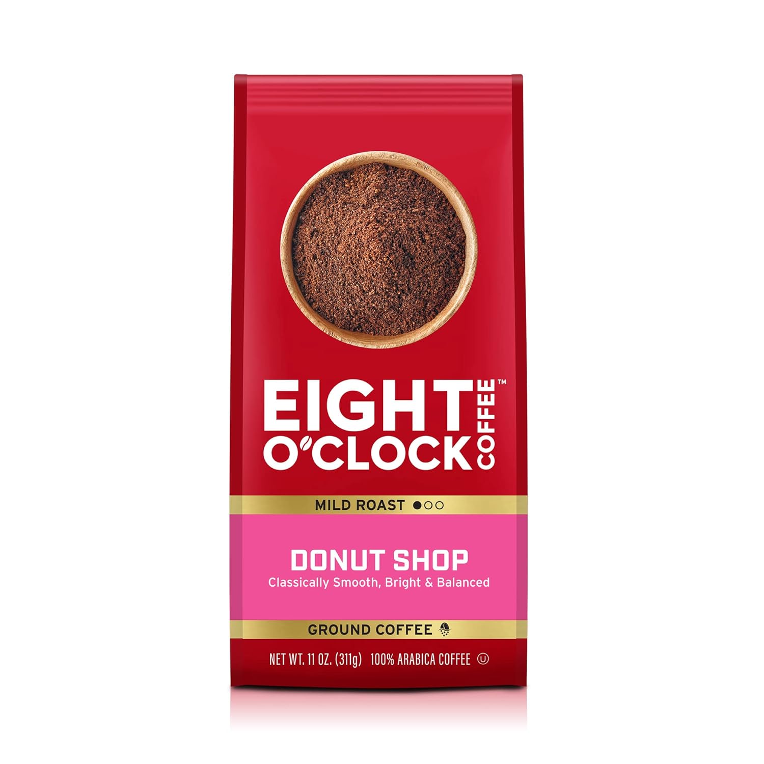 Eight O'Clock Coffee Donut Shop, 11 Ounce (Pack Of 1), Mild Roast 100% Arabica Ground Coffee, Kosher Certified