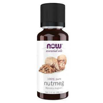 Now Essential Oils, Nutmeg Oil, Energizing Aromatherapy Scent, Steam Distilled, 100% Pure, Vegan, Child Resistant Cap, 1-Ounce