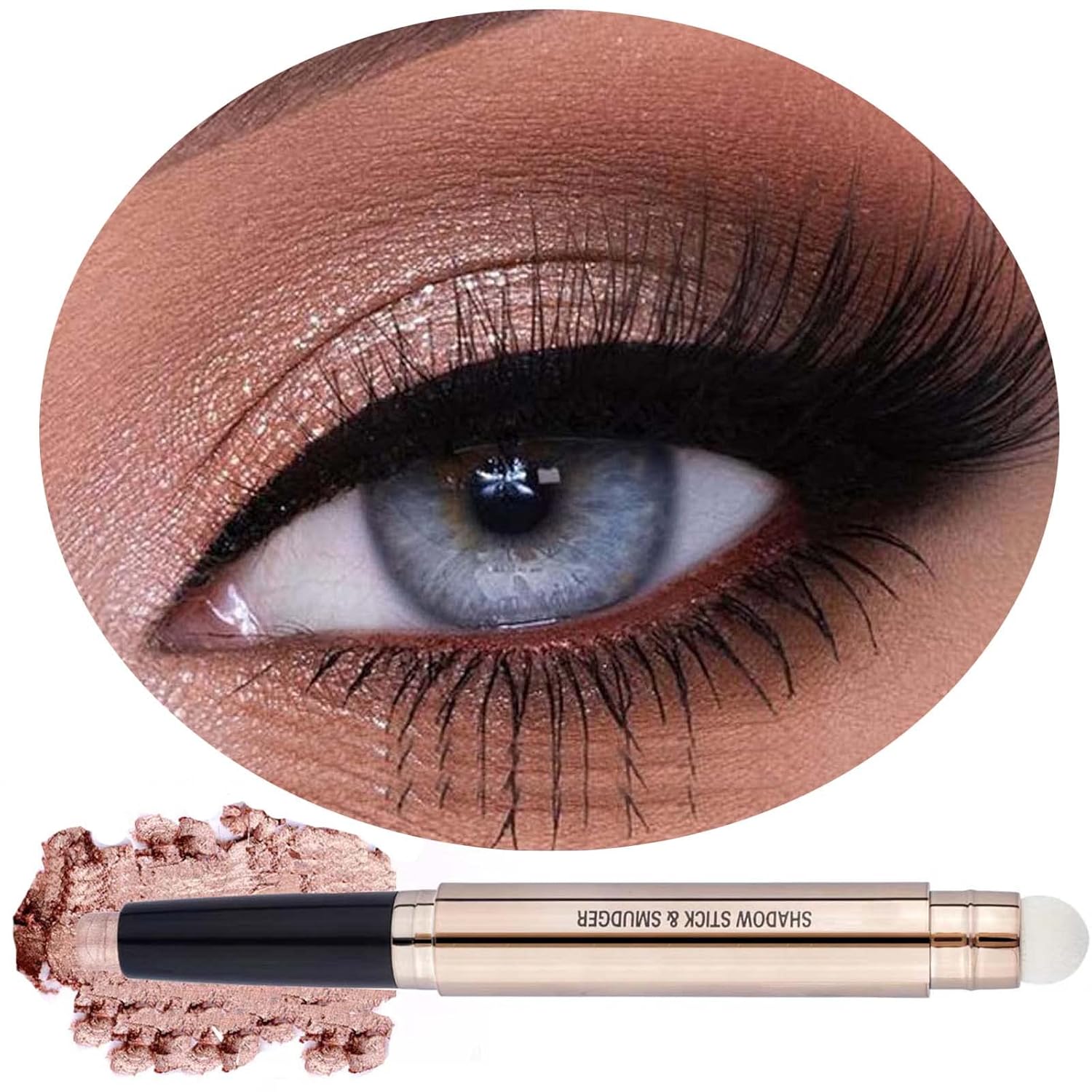 Cream Eyeshadow Stick,Nude Pink Smooth Shimmer Pencil,Hypoallergenic Waterproof Long Lasting Glitter Eye Shadow Pen Highlighter Stick ,Multi-Dimensional Eyes Look (Cream Shimmer 02#)