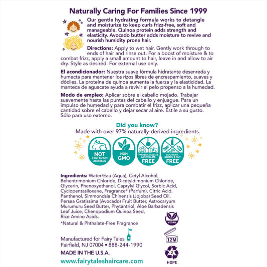 Fairy Tales Kids Moisturizing Conditioner For Curly And Multi-Cultural Hair - Paraben, Sulfate, Gluten And Nut Free - 8 Oz