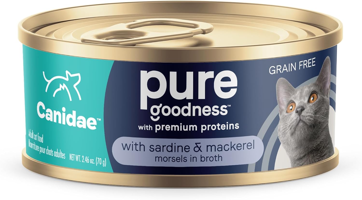 Canidae Pure Wet Cat Food, Sardine & Mackerel In Broth, 2.46 Oz