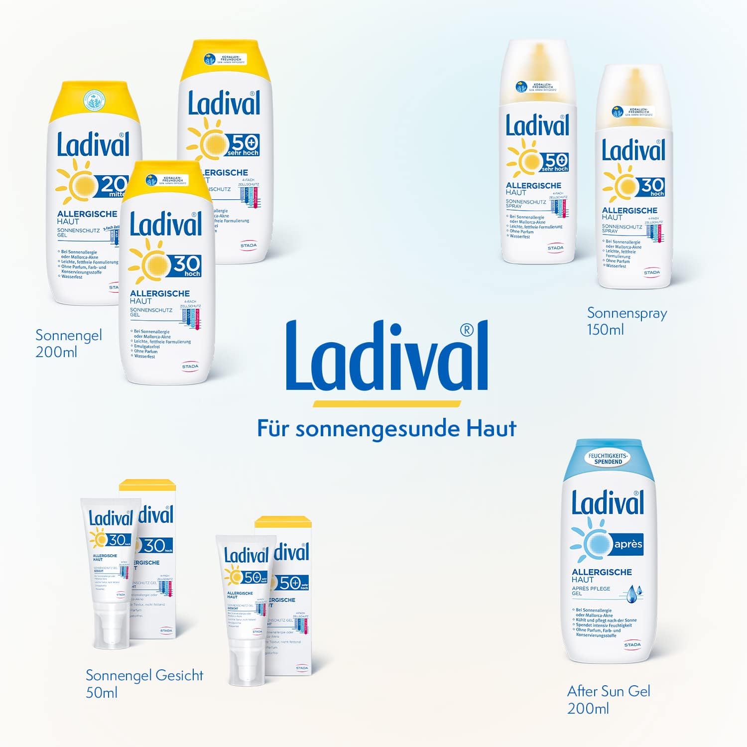 Ladival Allergic Skin Sun Protection Gel Spf 50+  Perfume Sun Gel For Allergy Sufferers  No Colourants And Preservatives Waterproof 200 Ml