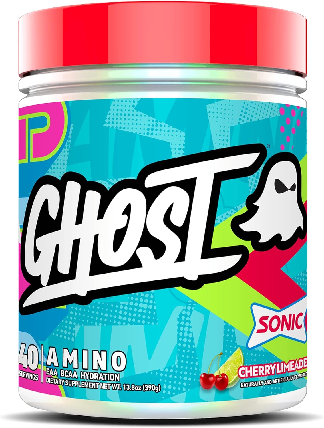 Ghost Amino: Essential Amino Acid Supplement, Sonic Cherry Limeade - 40 Servings - Intra-Workout Powder For Hydration & Recovery 4.5G Bcaa & 5.5G Eaa - Soy & Gluten-Free, Vegan