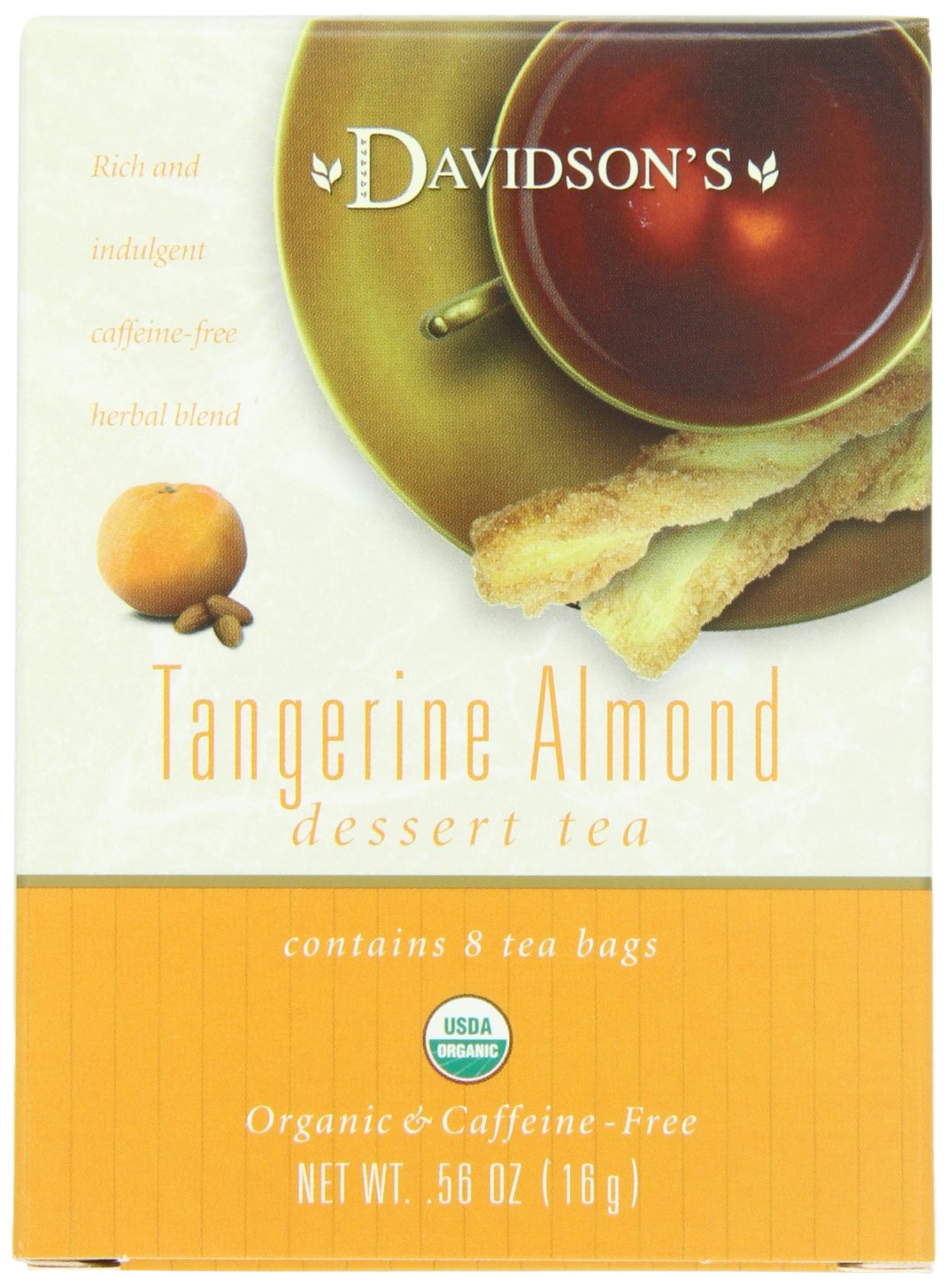 Davidson'S Organics, Tangerine Almond, 8-Count Tea Bags, Pack Of 12